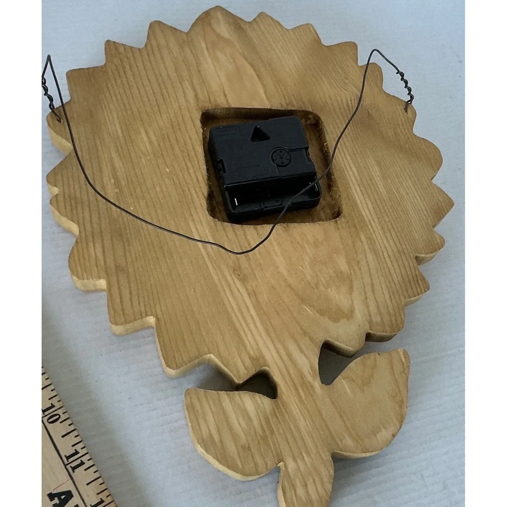 Vintage Sunflower Wood Wall Clock Country Farmhouse Decor Yellow‎ Large